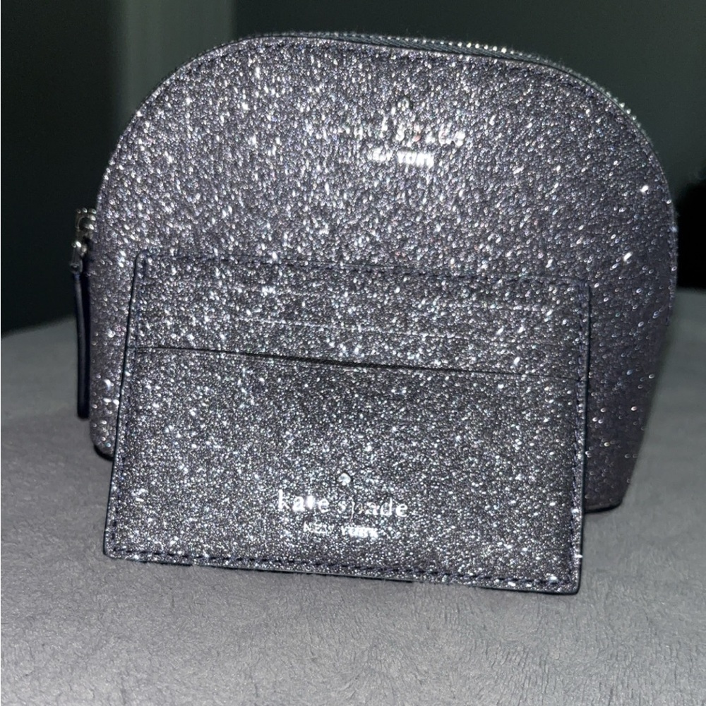 Kate Spade glitter cosmetic pouch/card case